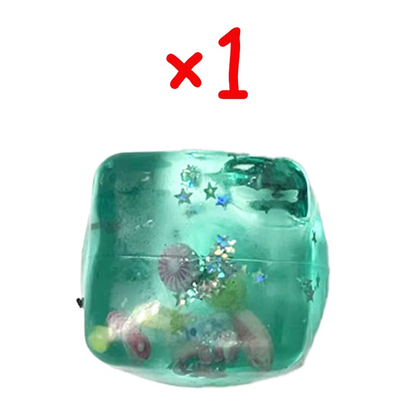 Blue Cubes Sea Squishy Fidget Toy Super Soft Transparent Star Shell Squeeze Toy Ocean Sensory Anti-Stress Toy Girl Gifts