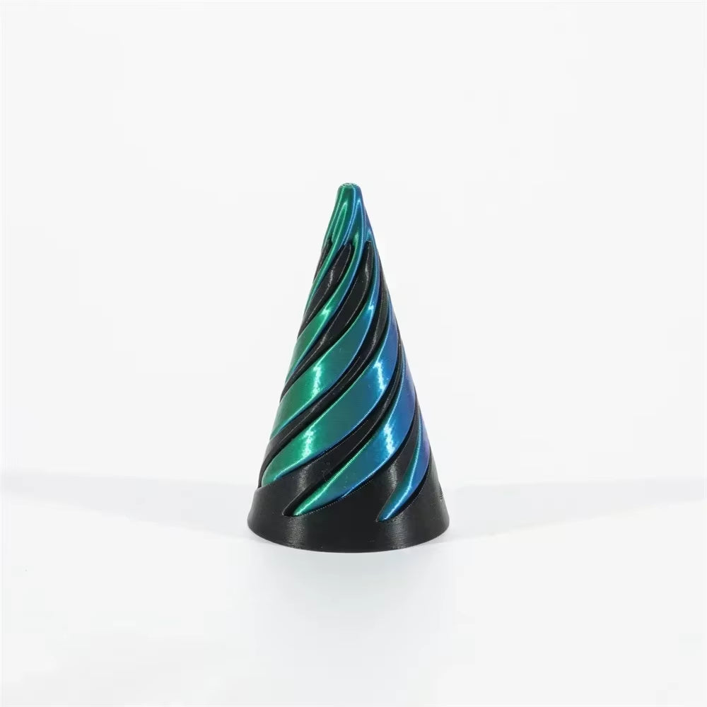 3D Printed Spiral Cone Pyramid Passthrough Sculpture Pass through Pyramid Toy Mini Vortex Thread Illusion Cone Spiral Ornament
