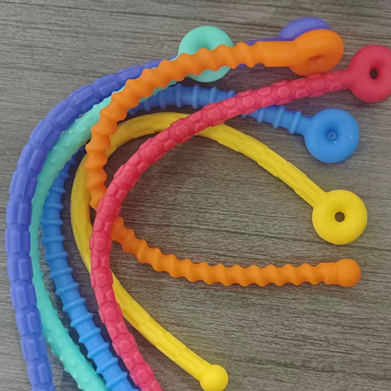 6PCS Sensory Stick Textured Silicone Stretchy Strings Fidget Toys for Calming down Anxiety ADHD Autism Stress Relief Gifts