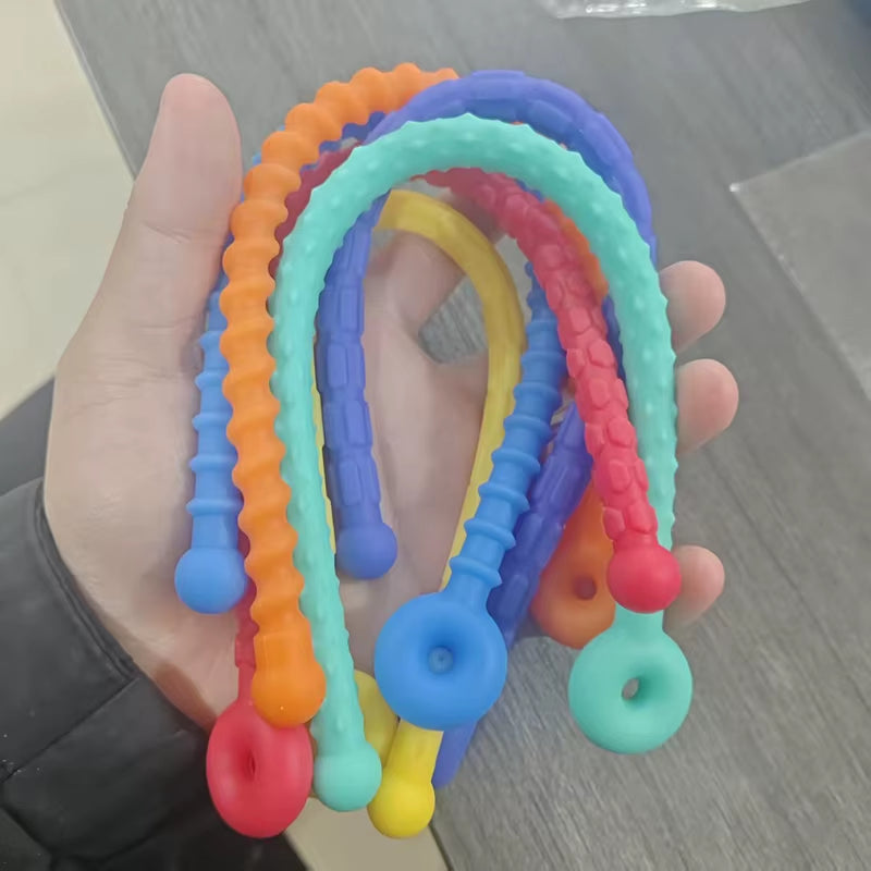 6PCS Sensory Stick Textured Silicone Stretchy Strings Fidget Toys for Calming down Anxiety ADHD Autism Stress Relief Gifts