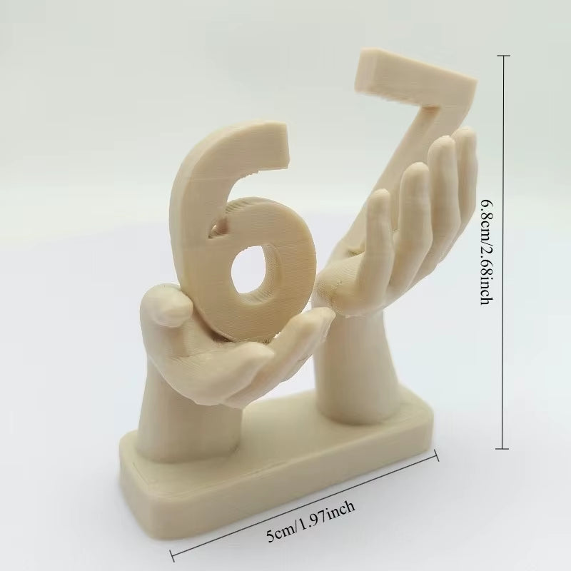 1PC Hand-Held Number 67 Decorative Ornament Office Home Decor Small Ornament Creative Desktop Decorations Gift for Friends