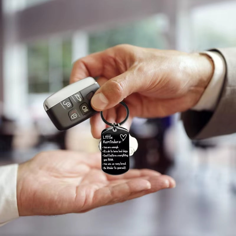 Little Reminders Keychain Inspiration Gifts for Women Men Affirmation Uplifting Mental Health You Are Enough Keyring Jewelry