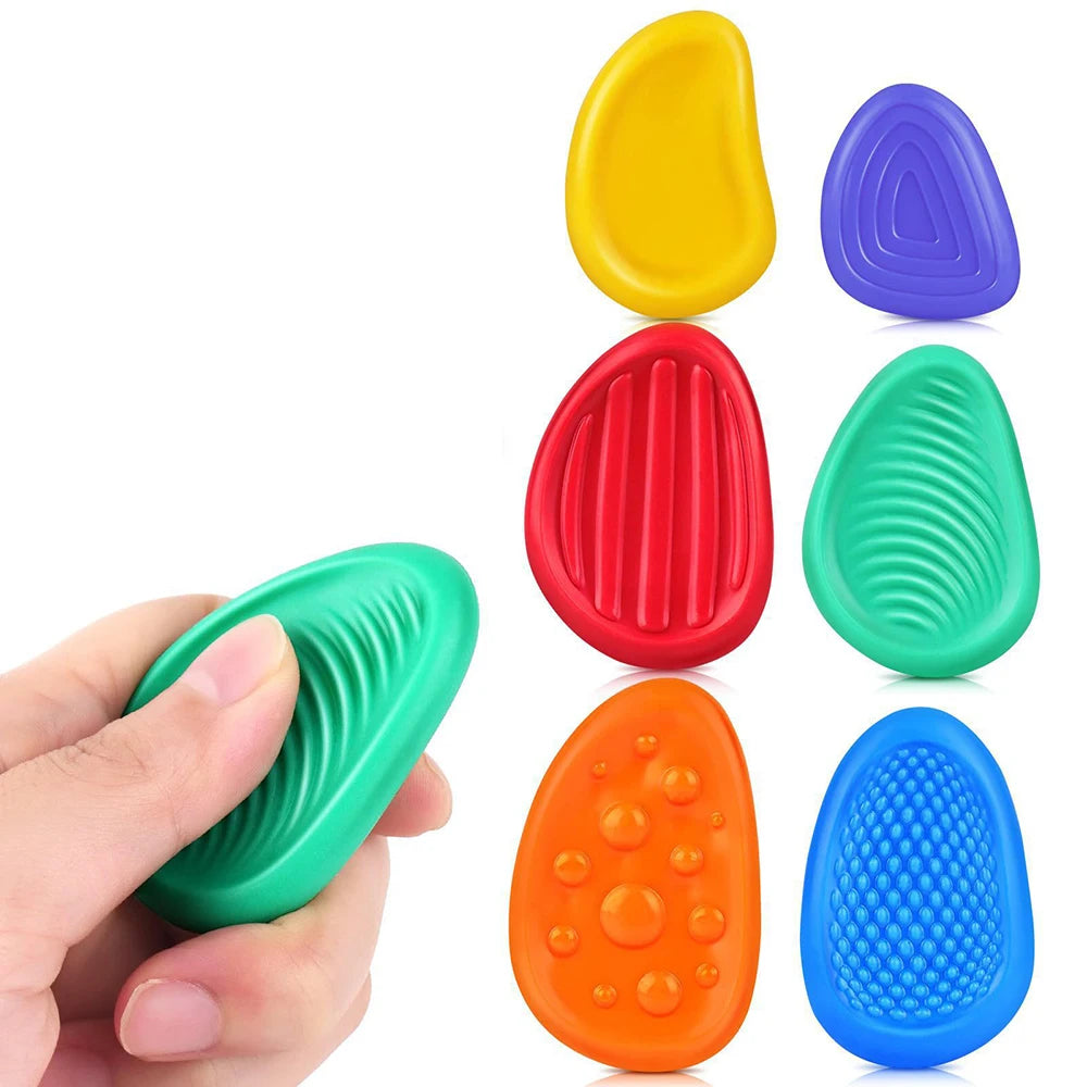 2025 Fidget Toys Adults Sensory Silicone Stone 6 Pack Textured for Autism Kids Calming down Fidget Stress Relief Toys