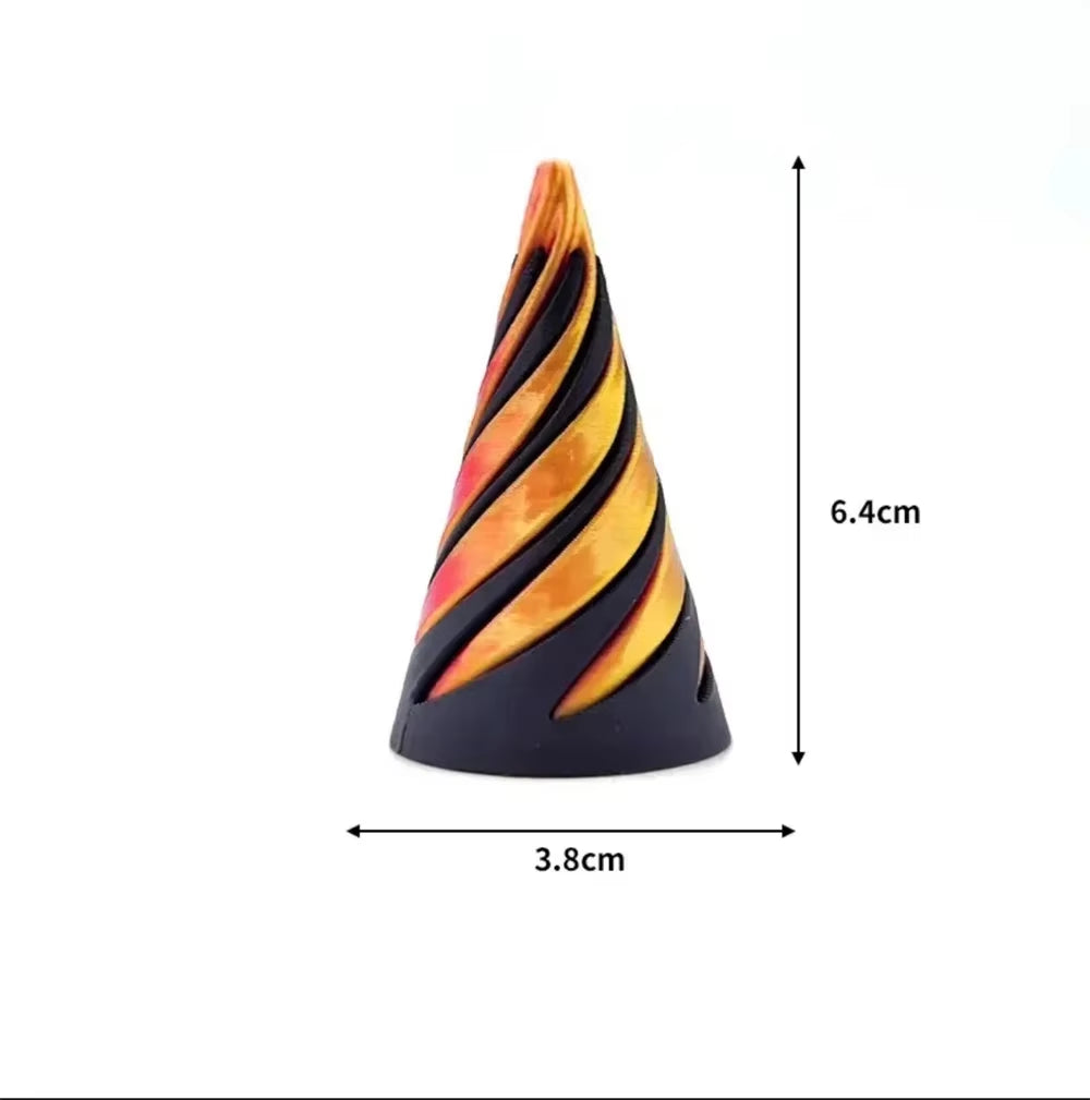 3D Printed Spiral Cone Pyramid Passthrough Sculpture Pass through Pyramid Toy Mini Vortex Thread Illusion Cone Spiral Ornament
