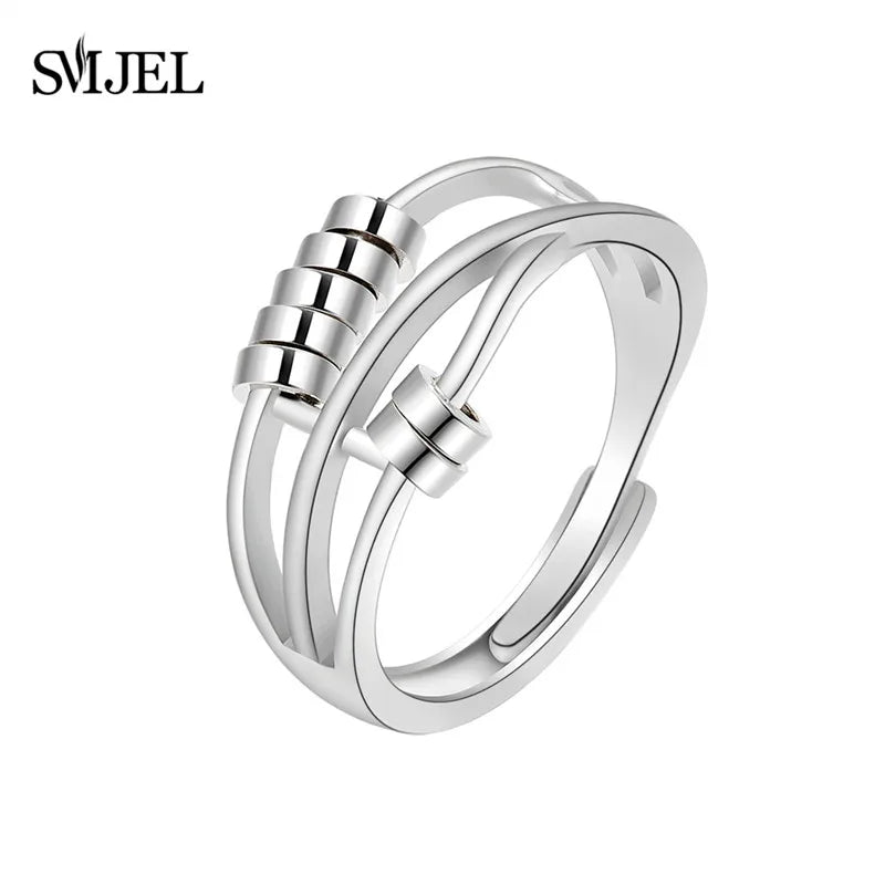 Anti Stress Anxiety Ring Fidget Spinner Rings Adjustable for Women Rotating Freely Spinning Accessories Jewelry Gifts