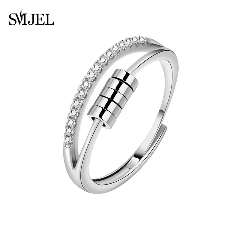 Anti Stress Anxiety Ring Fidget Spinner Rings Adjustable for Women Rotating Freely Spinning Accessories Jewelry Gifts