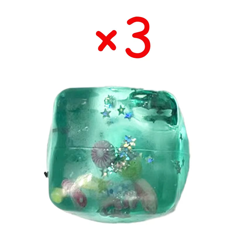 Blue Cubes Sea Squishy Fidget Toy Super Soft Transparent Star Shell Squeeze Toy Ocean Sensory Anti-Stress Toy Girl Gifts