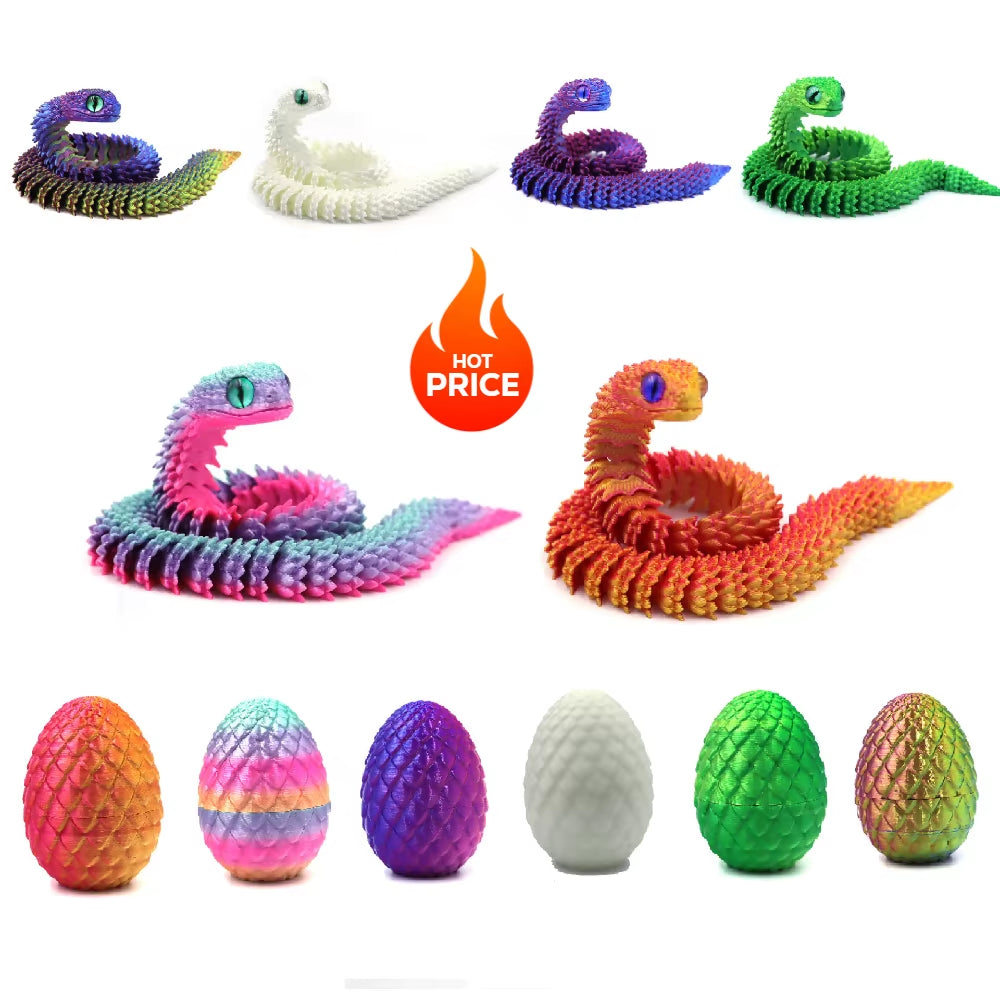 3D Printing Snake Eggs Creative Pressure-Reducing Snake Molds Home Decor Items Moving Rotating Anime Figures