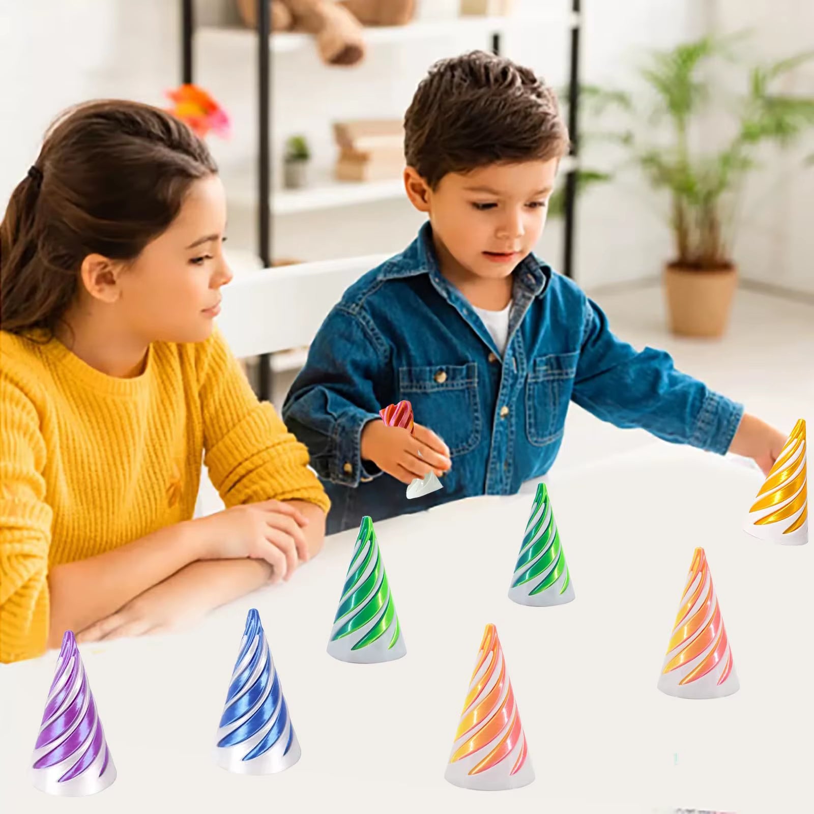 3D Printed Spiral Cone Pyramid Passthrough Sculpture Pass through Pyramid Toy Mini Vortex Thread Illusion Cone Spiral Ornament