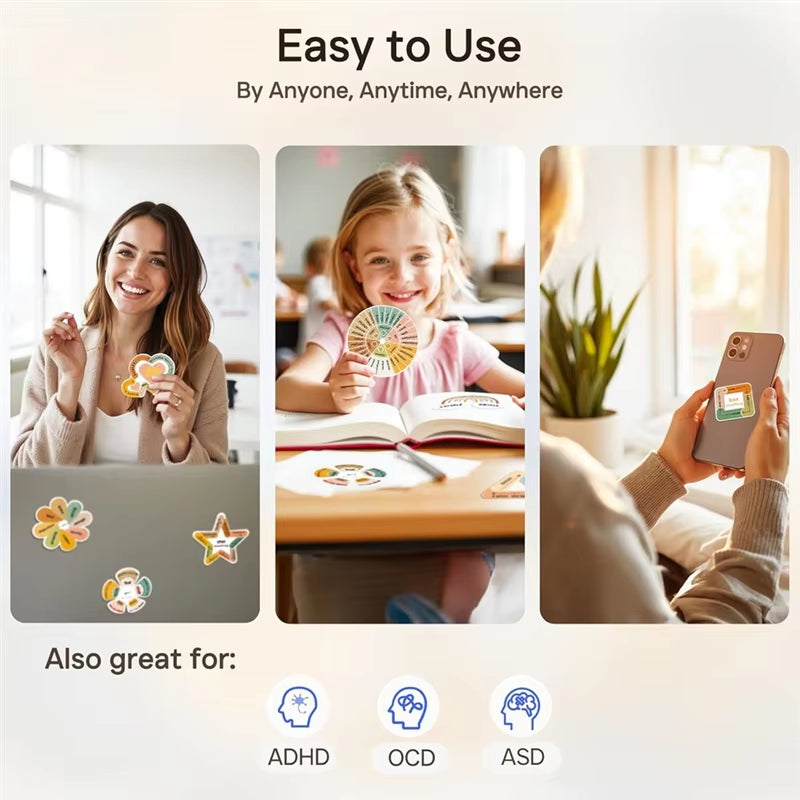 Calm Strips for Anxiety for Mood Calming, 36Pcs 2 Textured Sensory Stickers, Breathing Mindfulness Fidget Sticker