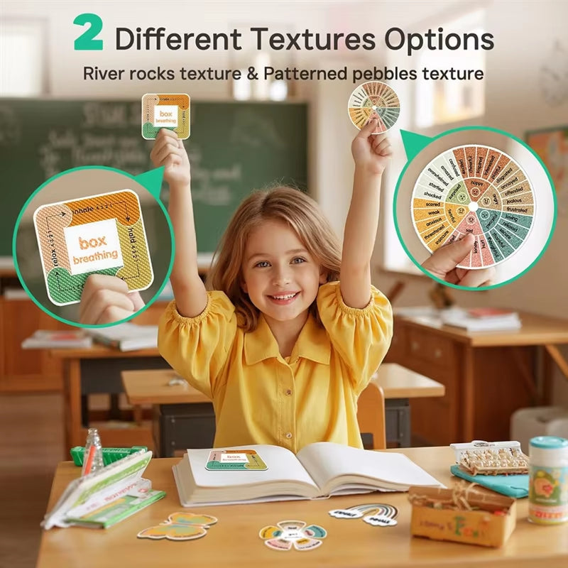 Calm Strips for Anxiety for Mood Calming, 36Pcs 2 Textured Sensory Stickers, Breathing Mindfulness Fidget Sticker