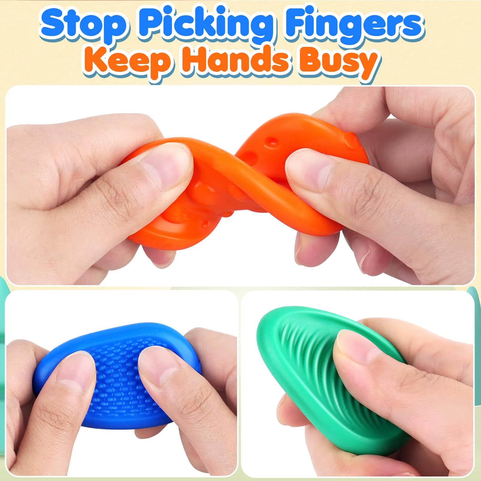 2025 Fidget Toys Adults Sensory Silicone Stone 6 Pack Textured for Autism Kids Calming down Fidget Stress Relief Toys